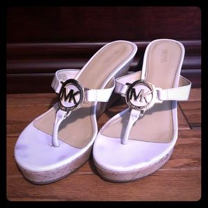 Michael Kors White Cork Wedges